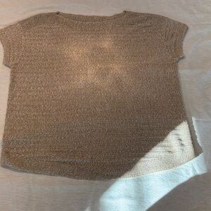 Gold Cap Sleeve Knit Top